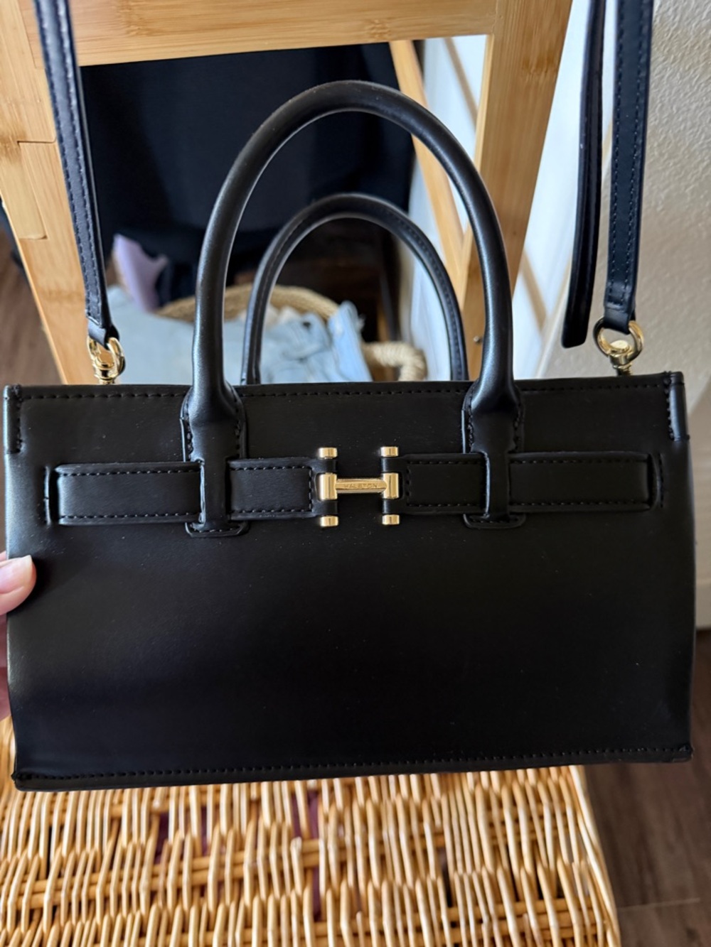 Halston Heritage Black Satchel with Gold Hardware